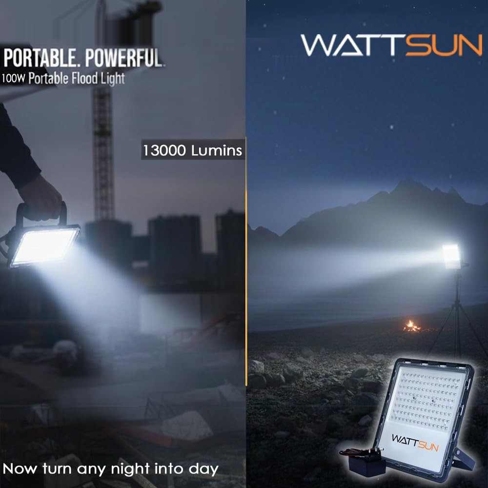 100W Rechargeable Solar LED Flood Light | 2500mAh Lithium Battery | HP-F100Li ECO Plus